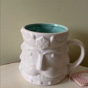 Christmas White Nutcracker Mug with turquoise Interior